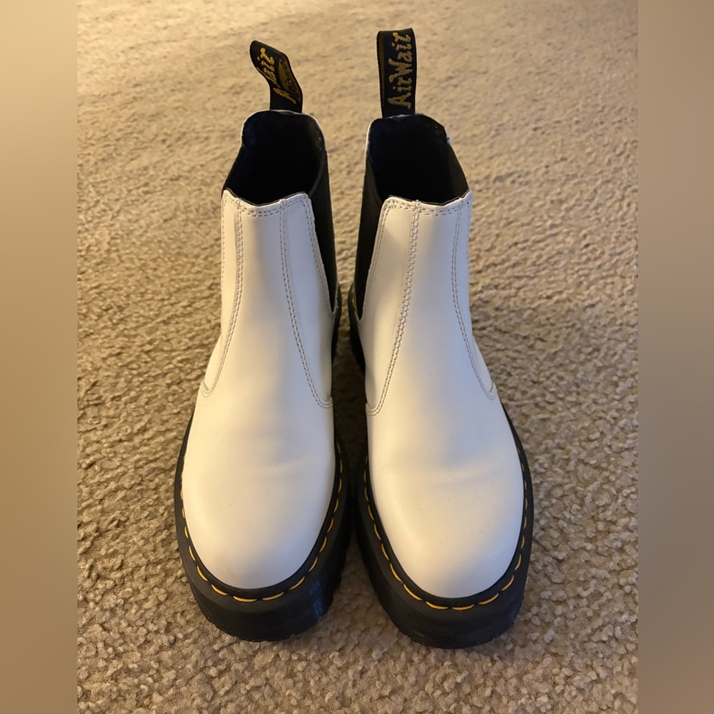 Dr. Martens White Platform Shoes